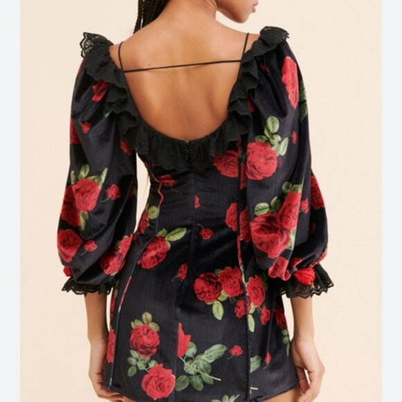 For Love & Lemons Yara Rose Velour Mini Dress Size 2X - Picture 7 of 16